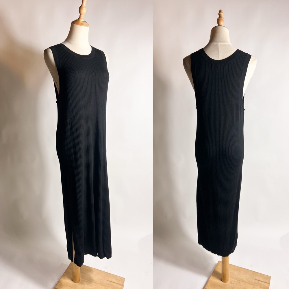 BANANA REPUBLIC Ribbed Knit Sleeveless Sweater Midi Dress Black Large